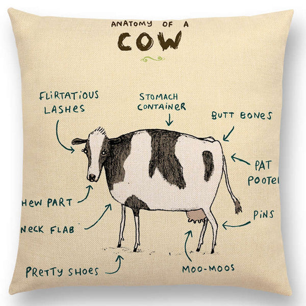 Funny Animals Anatomy Flamingo  Pillow Case
