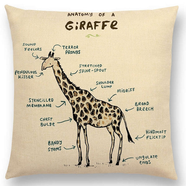 Funny Animals Anatomy Flamingo  Pillow Case