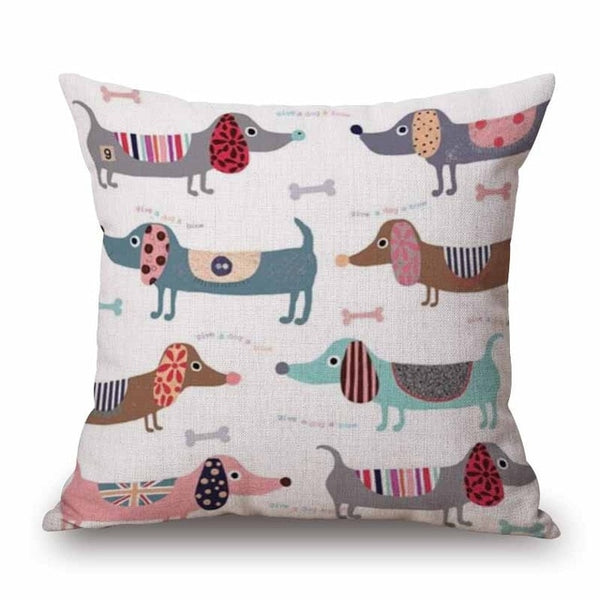 Cute Dachshund Christmas Dog Cushion Pillowcase