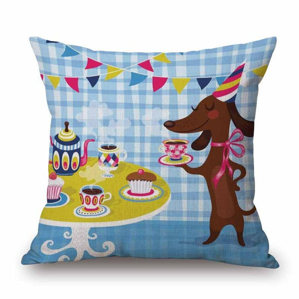 Cute Dachshund Christmas Dog Cushion Pillowcase