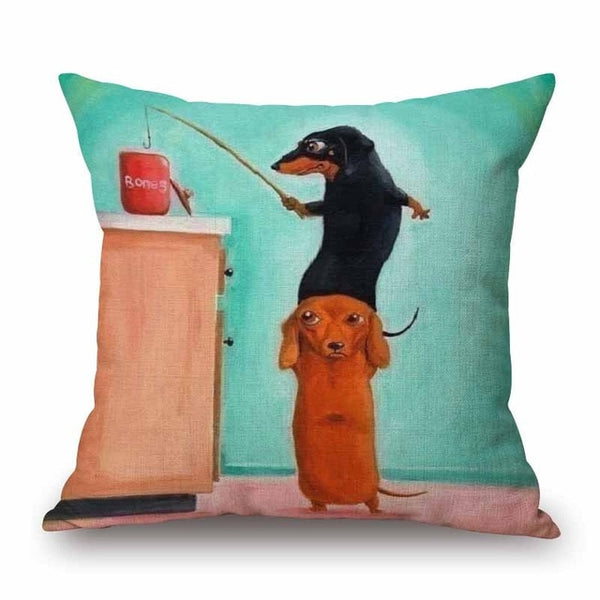 Cute Dachshund Christmas Dog Cushion Pillowcase