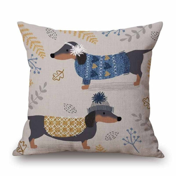 Cute Dachshund Christmas Dog Cushion Pillowcase