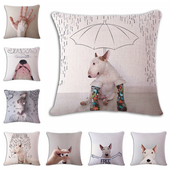 Bullterrier Cushion Covers Dog Pet Soft Material Pillow Cases