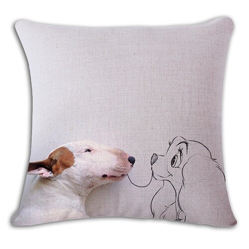 Bullterrier Cushion Covers Dog Pet Soft Material Pillow Cases