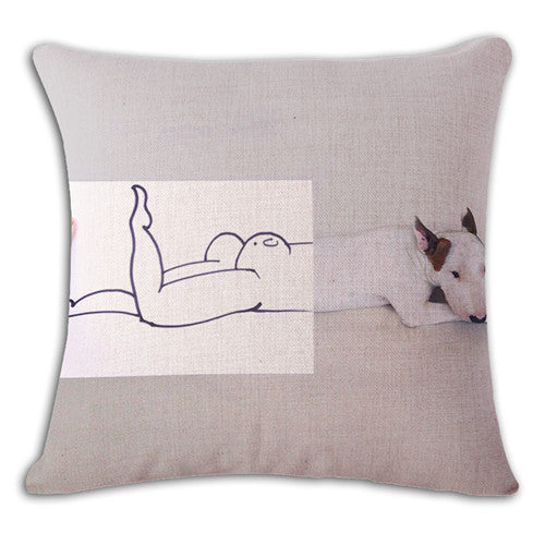 Bullterrier Cushion Covers Dog Pet Soft Material Pillow Cases