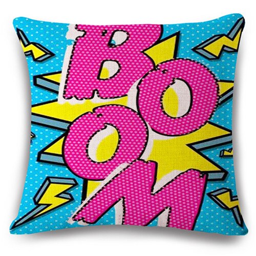 Color Graffiti Rock And Roll Style Cushion Covers