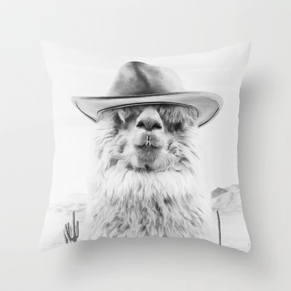 Alpaca Pattern Square Cushion Cover Pillowcase