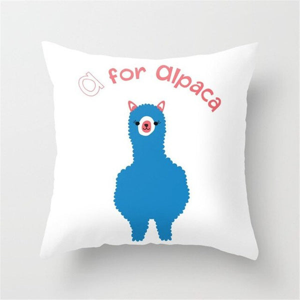 Alpaca Pattern Square Cushion Cover Pillowcase