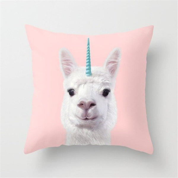 Alpaca Pattern Square Cushion Cover Pillowcase