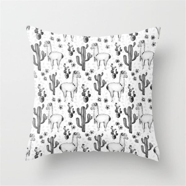 Alpaca Pattern Square Cushion Cover Pillowcase