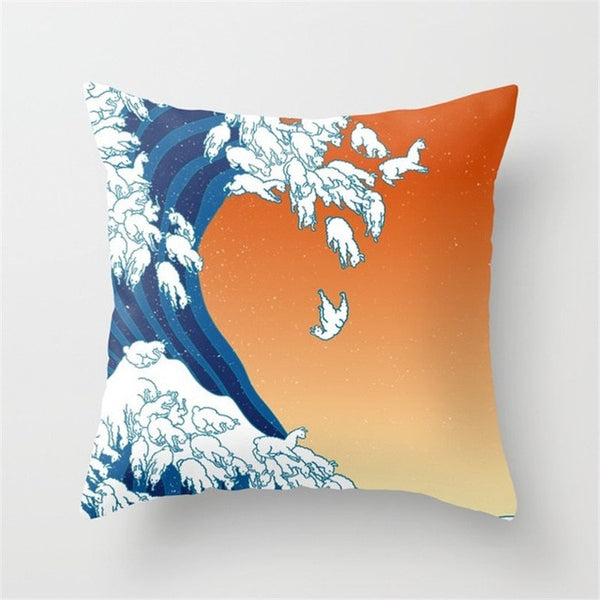Alpaca Pattern Square Cushion Cover Pillowcase
