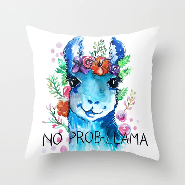 Alpaca Pattern Square Cushion Cover Pillowcase