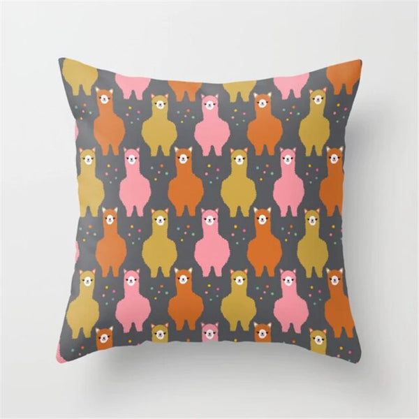 Alpaca Pattern Square Cushion Cover Pillowcase