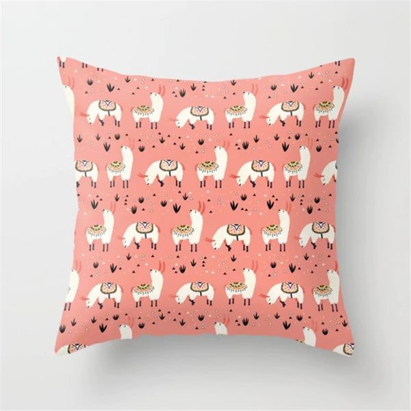 Alpaca Pattern Square Cushion Cover Pillowcase