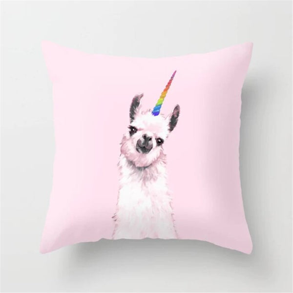 Alpaca Pattern Square Cushion Cover Pillowcase