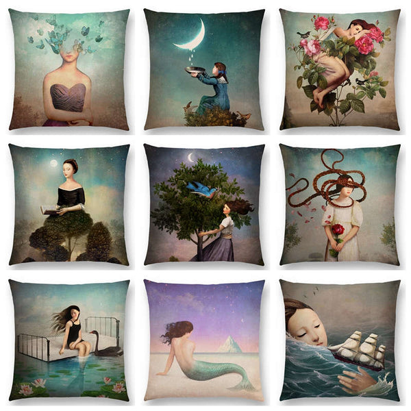 Elegant Lady Lovely Girl Cushion Cover