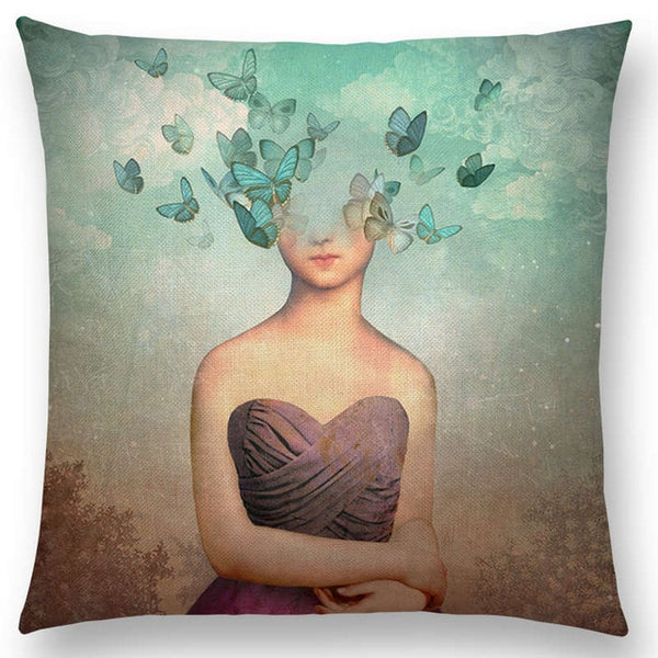 Elegant Lady Lovely Girl Cushion Cover