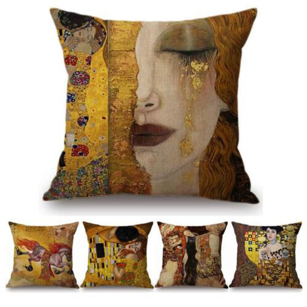 Gold Luxury Decorative Oil Painting Home Decorative Pillow Case