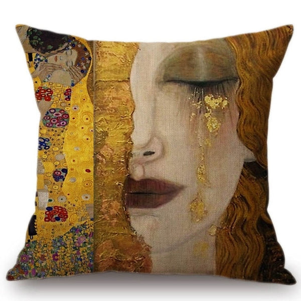 Gold Luxury Decorative Oil Painting Home Decorative Pillow Case