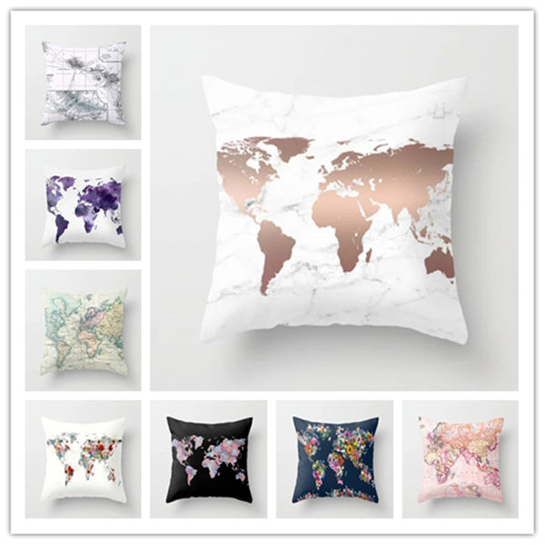 Cover World Map Decorative Pillow Case