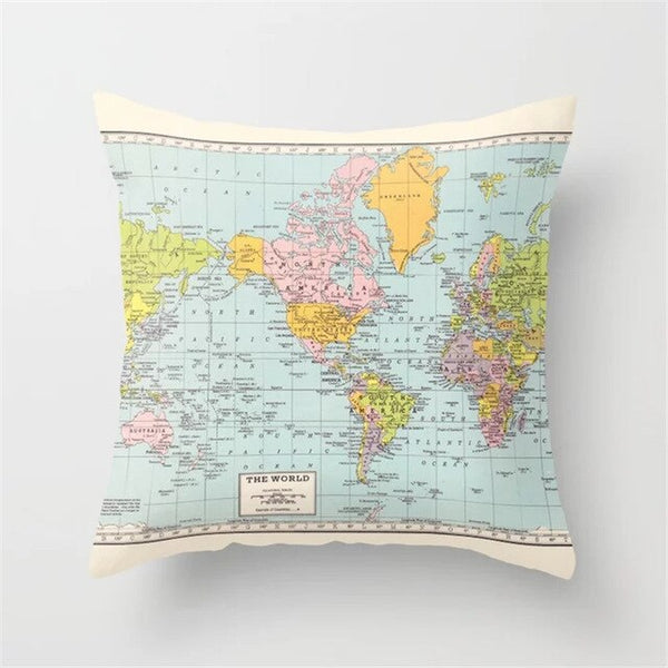 Cover World Map Decorative Pillow Case