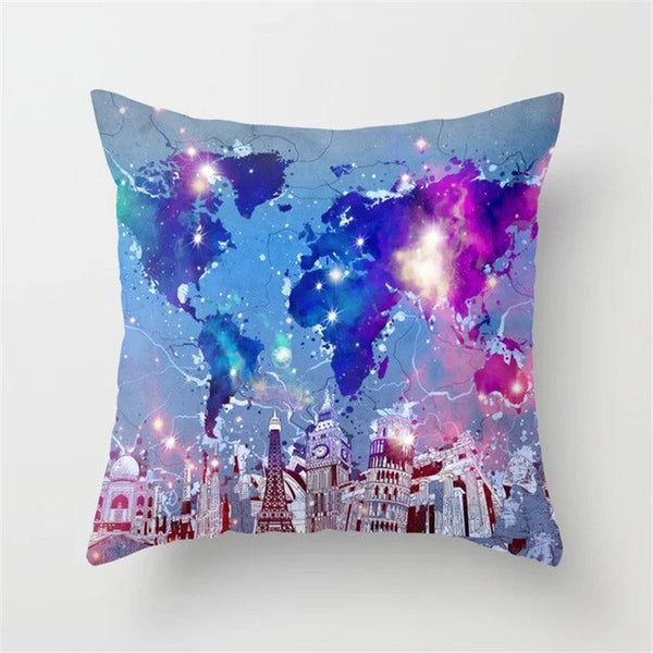 Cover World Map Decorative Pillow Case