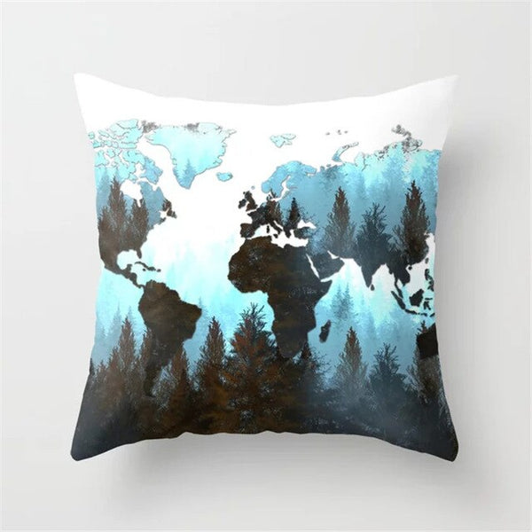 Cover World Map Decorative Pillow Case