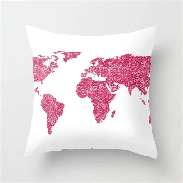 Cover World Map Decorative Pillow Case