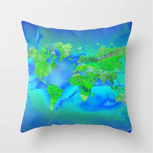 Cover World Map Decorative Pillow Case