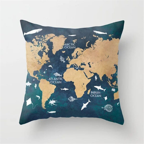 Cover World Map Decorative Pillow Case