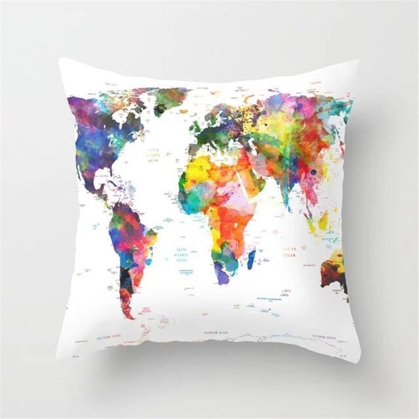 Cover World Map Decorative Pillow Case