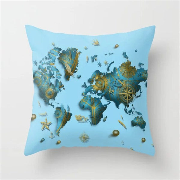 Cover World Map Decorative Pillow Case
