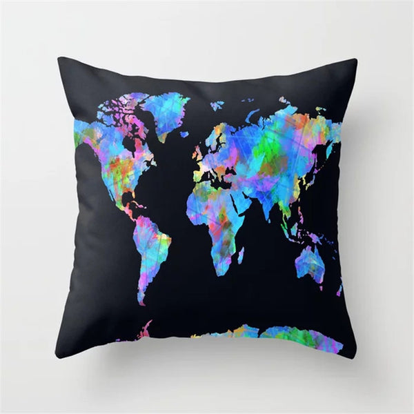 Cover World Map Decorative Pillow Case