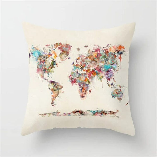 Cover World Map Decorative Pillow Case