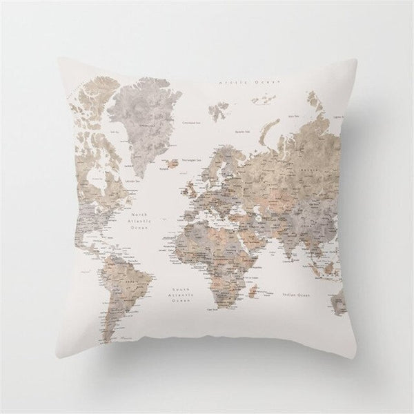 Cover World Map Decorative Pillow Case