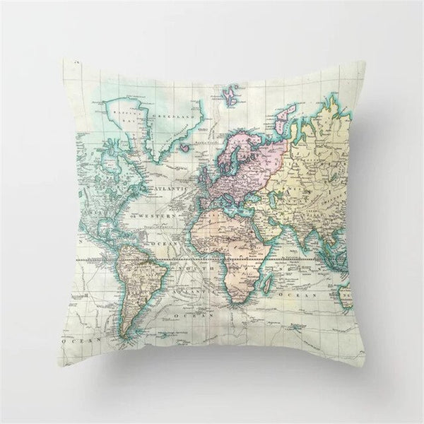 Cover World Map Decorative Pillow Case