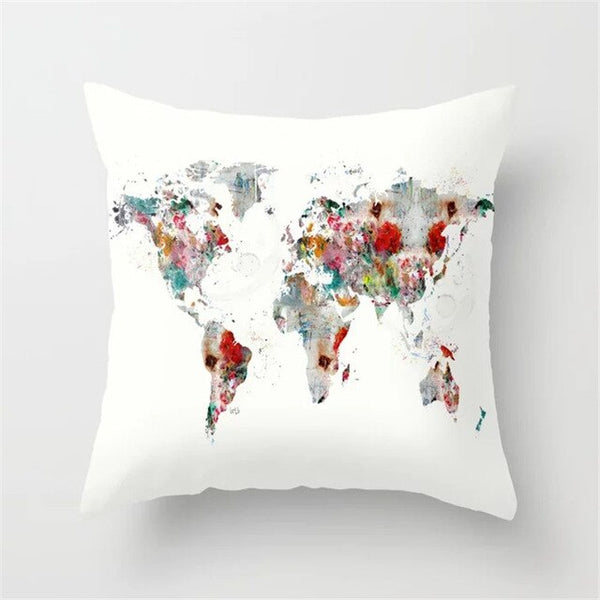Cover World Map Decorative Pillow Case