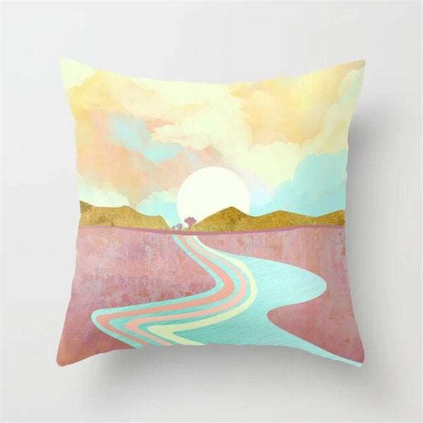 Mountain Peaks Sun Whale Cushion Cover
