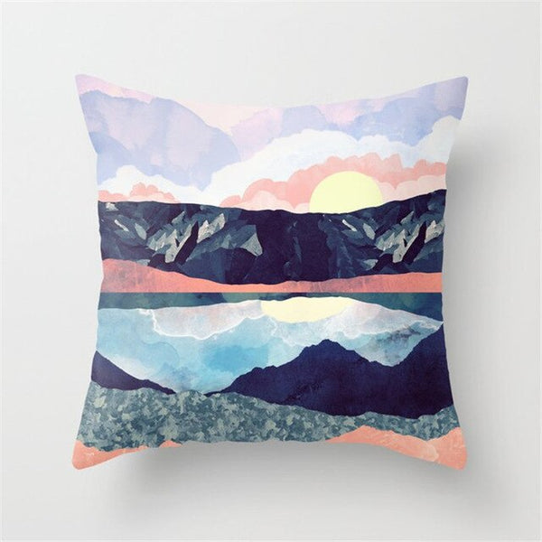 Mountain Peaks Sun Whale Cushion Cover