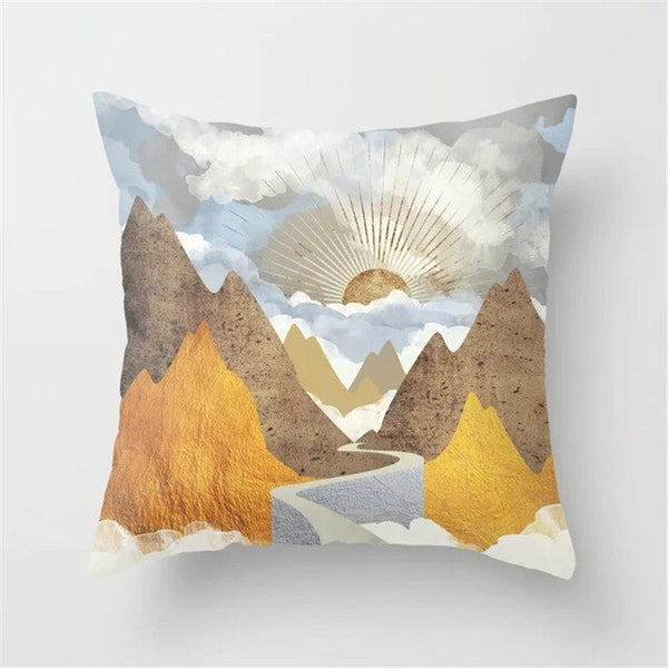 Mountain Peaks Sun Whale Cushion Cover