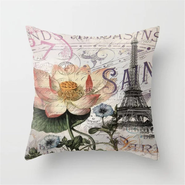 Retro Sketch Cushion Cover Waist Pillow Case