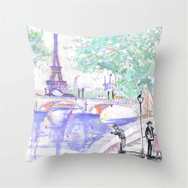 Retro Sketch Cushion Cover Waist Pillow Case