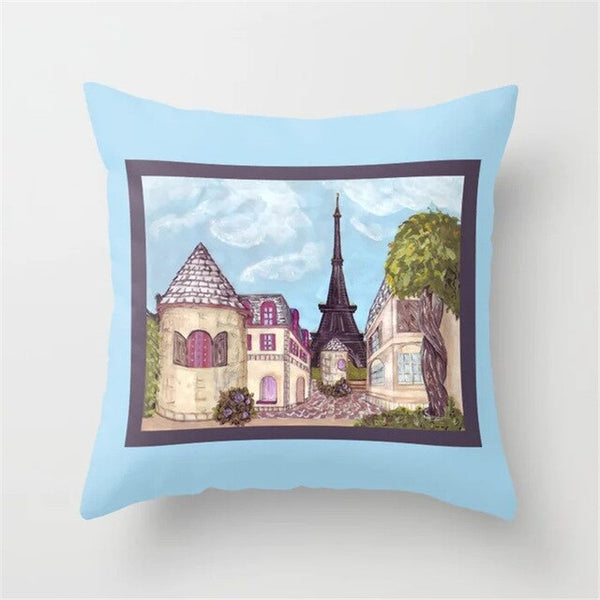 Retro Sketch Cushion Cover Waist Pillow Case