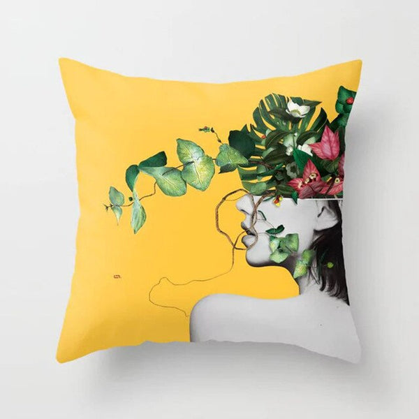 Customized Simple and Stylish New Style Yellow Design Polyester Cushion Covers