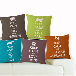 Keep Clam Love Dog Cushion Cover Bulldog